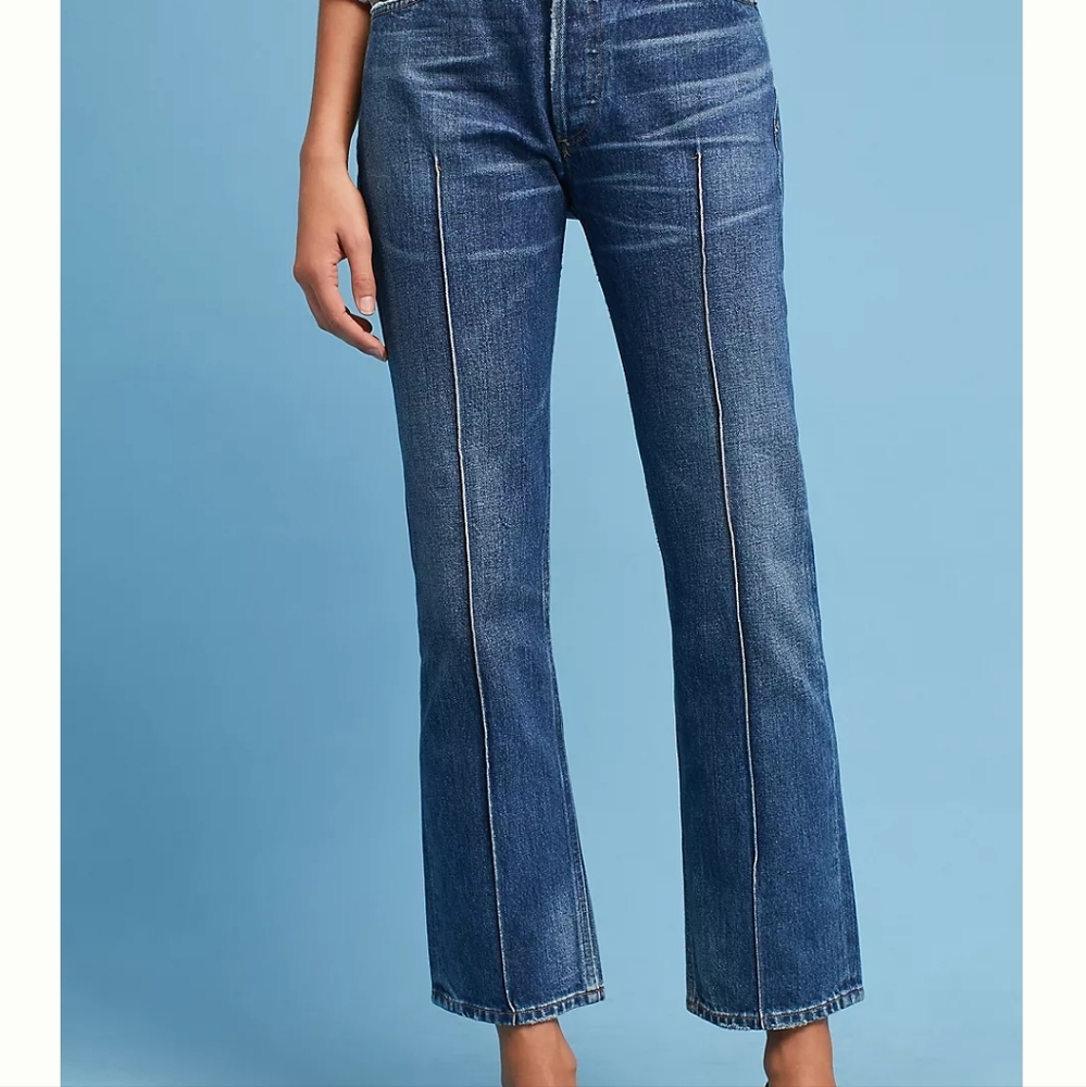 Citizens of humanity Gia ankle straight leg size 25 indigo blue pin tuck rigid